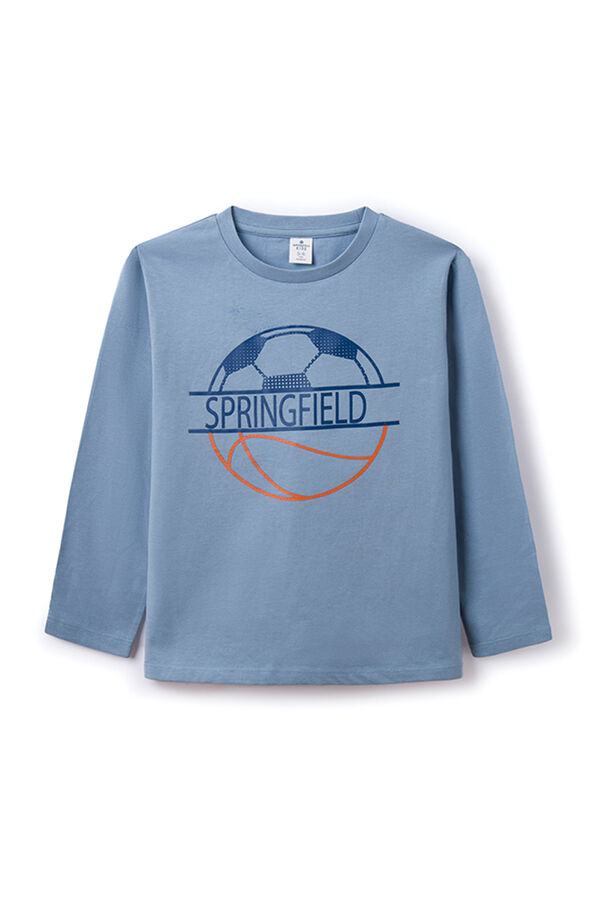 Springfield Boys' ball print T-shirt blue mix