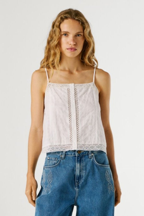 Pepe Jeans Top de al&ccedil;as ajust&aacute;vel branco