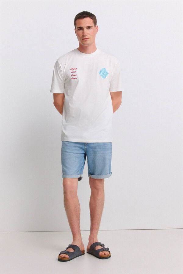 Springfield Bermuda jeans ultraleve slim fit azul