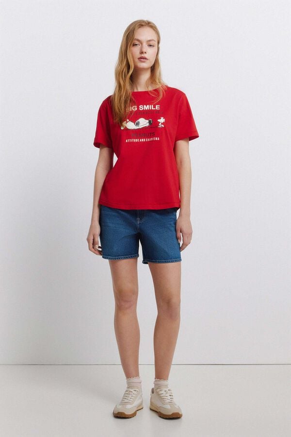 Springfield T-shirt de manga curta Snoopy vermelho