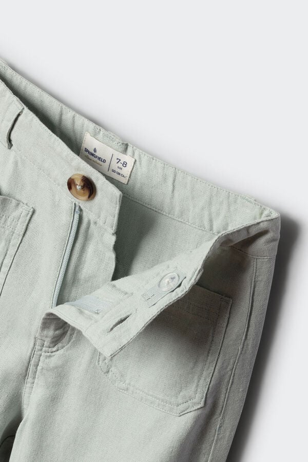 Springfield Kids Cal&ccedil;as de linho para menina verde