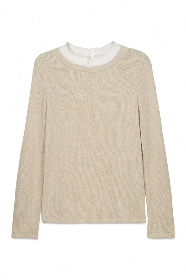 Springfield Camiseta chenilla cuello combinado tostado