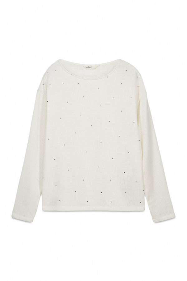 Springfield T-shirt cravejada de chenille bege