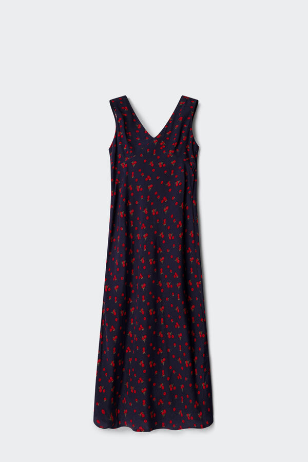 Springfield Vestido midi de al&ccedil;as com estampado de frutas azul