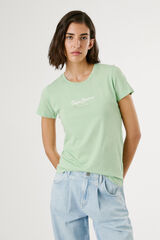 Pepe Jeans  Camiseta básica de manga curta com logo frontal verde