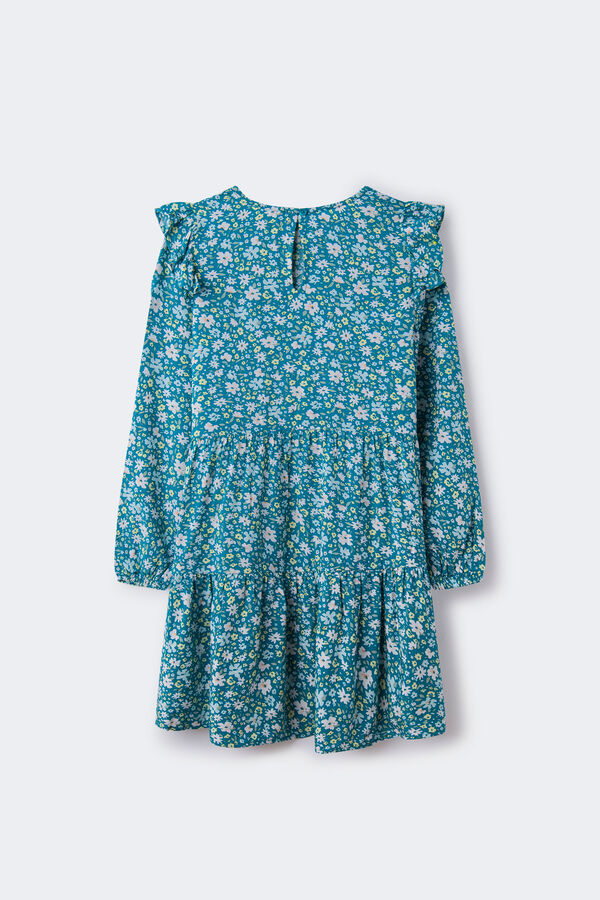Springfield Girls' green floral dress turquoise