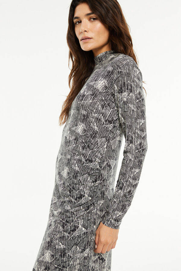 System Action Vestido longo estampado preto