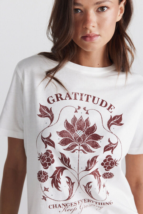 Springfield T-shirt de manga curta com estampado boho branco