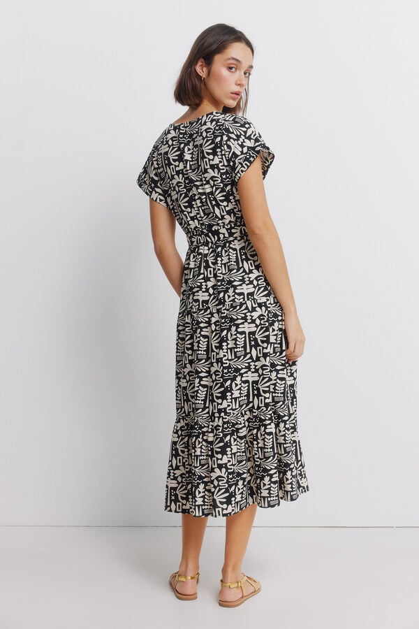 Springfield Vestido cruzado em linho com fivela preto