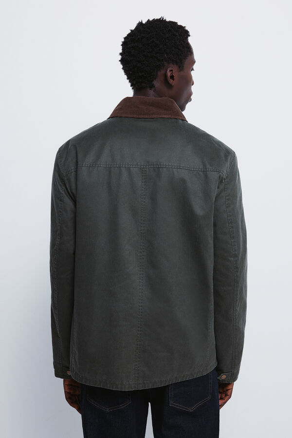 Springfield Parka curta com gola de veludo cotelê estampado