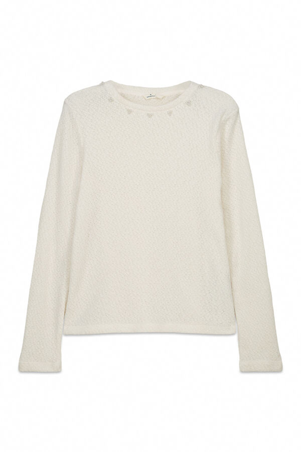 Springfield T-shirt de chenille gola fantasia bege