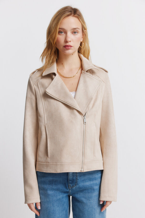 Springfield Blus&atilde;o de camur&ccedil;a com presilhas castanho