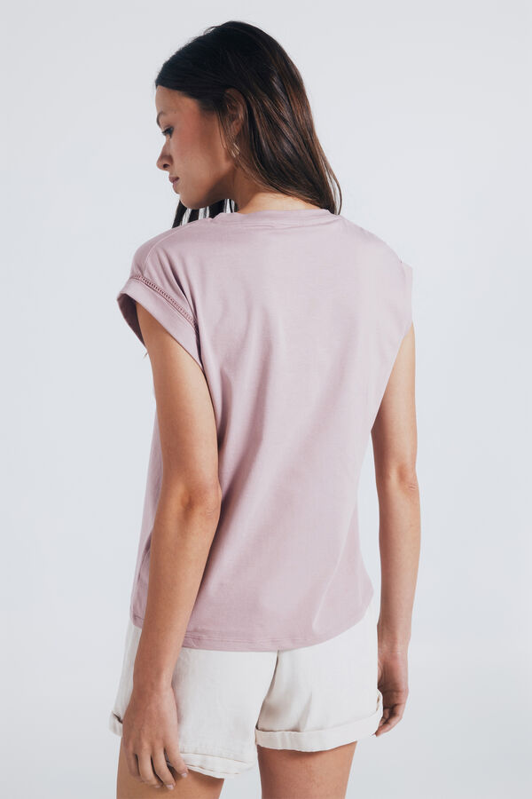 Springfield Camiseta estampada étnica com mangas rosa