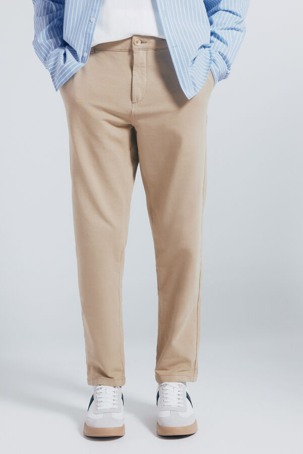 Springfield calças chino slim fit confortáveis castanho