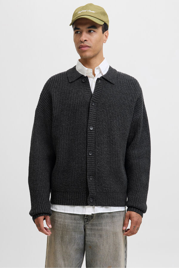 Jack & Jones Casaco de malha cinzento