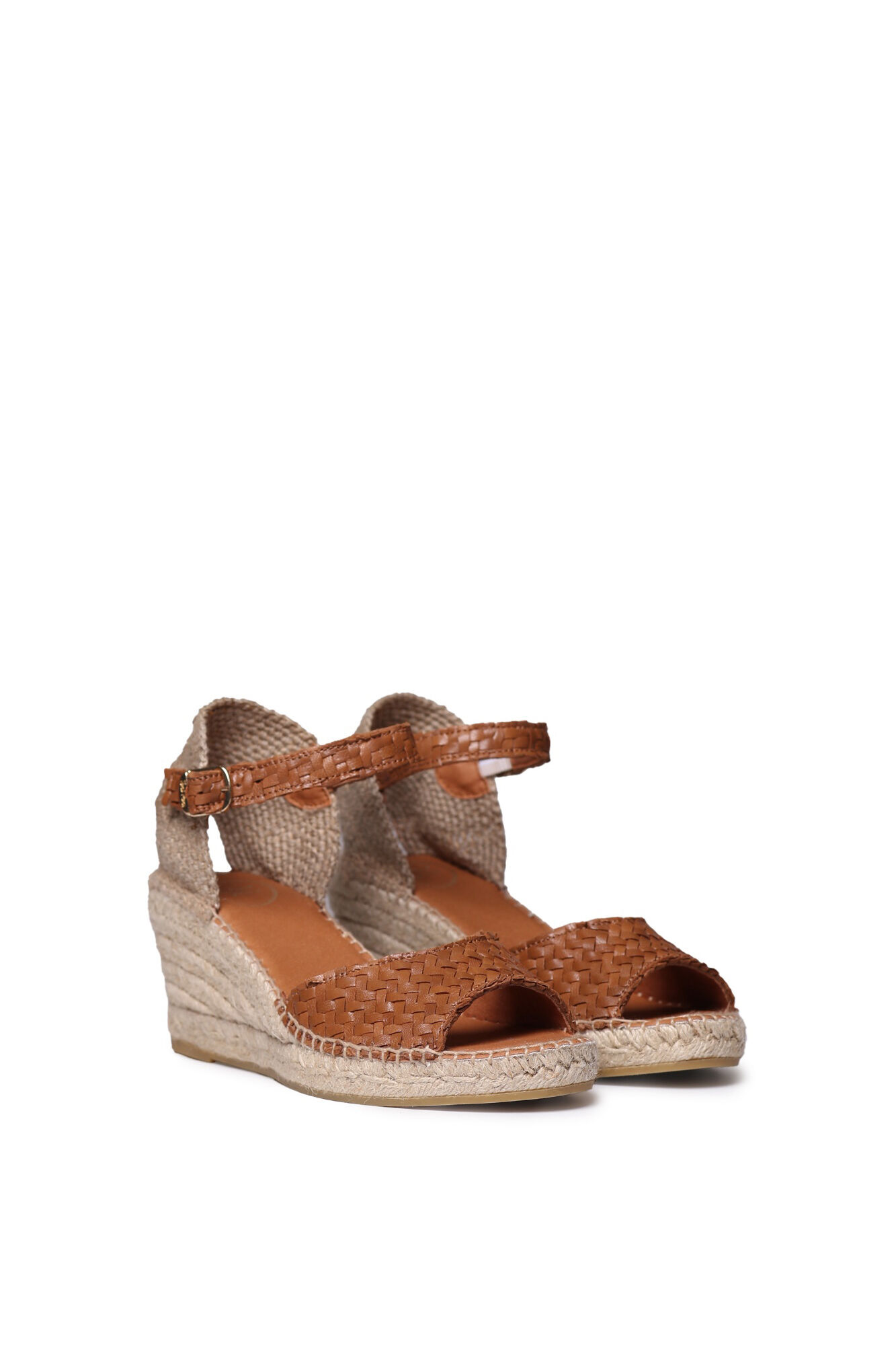 Toni Pons Alpercata de cunha em pele entran&ccedil;ada