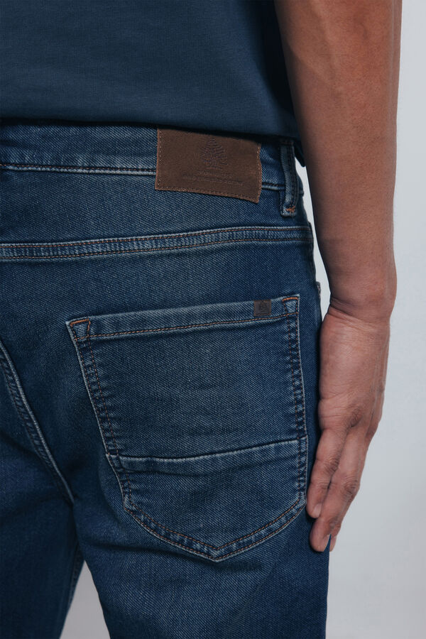 Springfield Calça jeans slim fit de malha denim azul