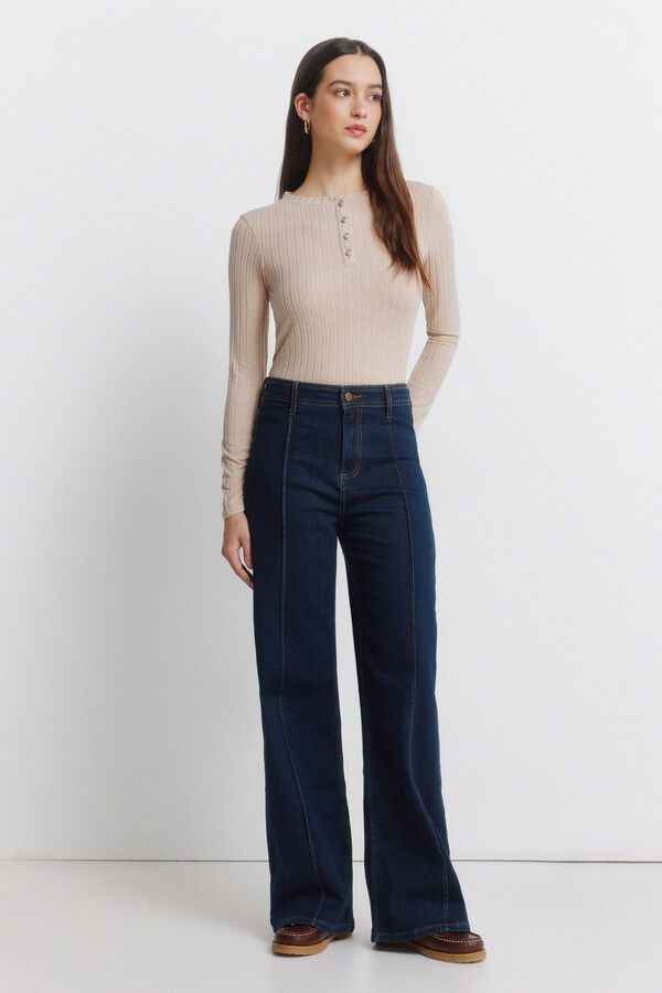 Springfield Camiseta canal&eacute; cuello botones tostado