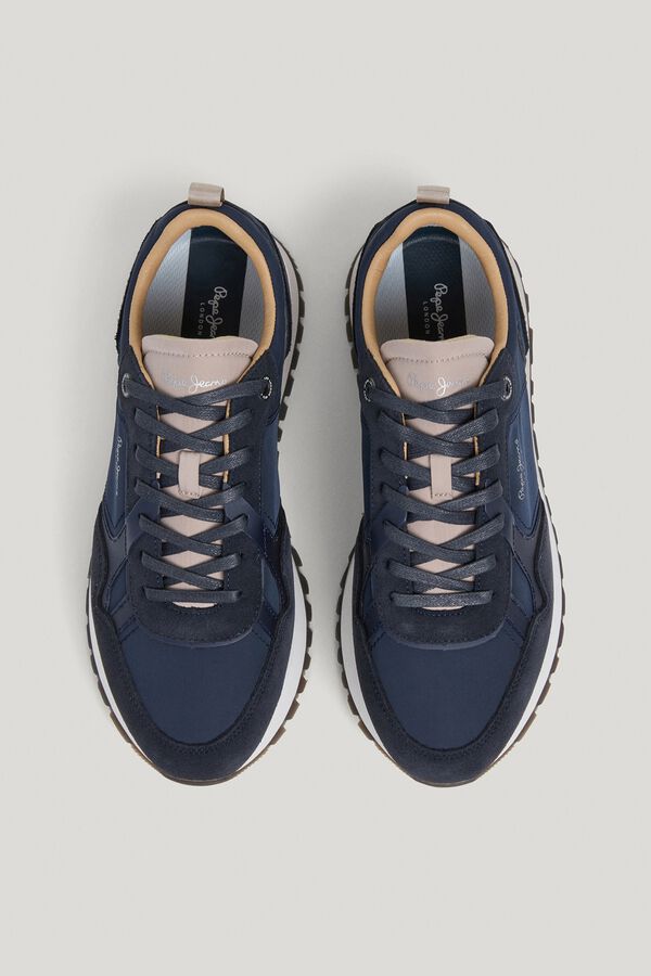 Pepe Jeans Sapatilhas retro de pele azul