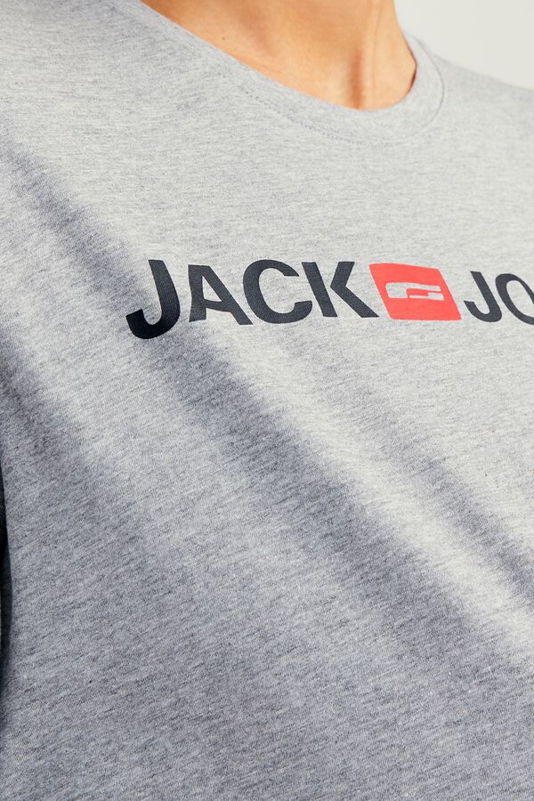 Jack & Jones T-shirt regular com logo cinzento