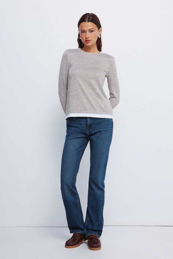 Springfield T-shirt efeito dupla pe&ccedil;a com toque suave cru