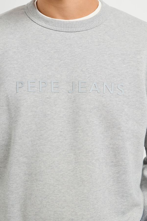 Pepe Jeans Sweatshirt com logo gola redonda cinzento