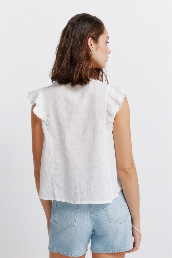 Springfield Blusa com folhos rom&acirc;ntica branco