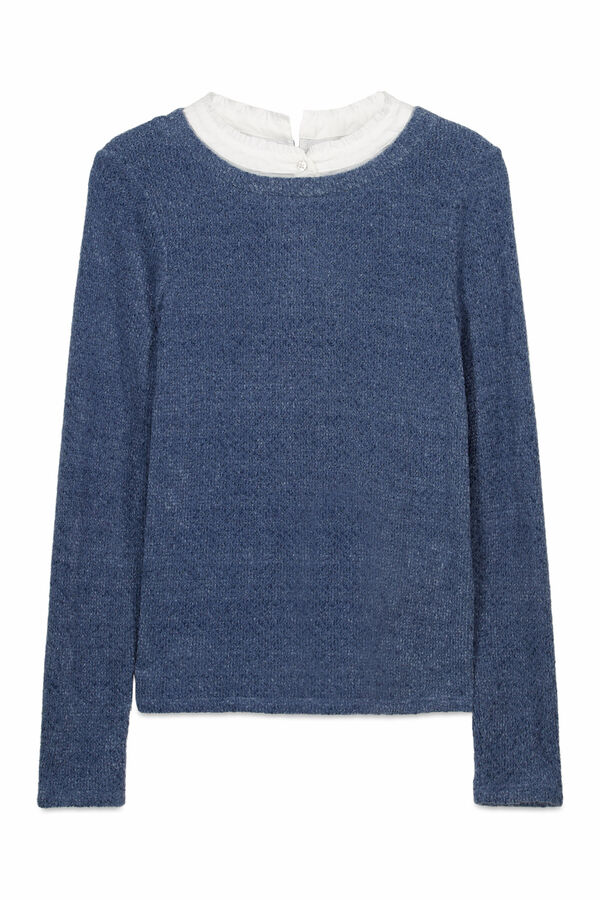 Springfield Combined neck chenille T-shirt blue