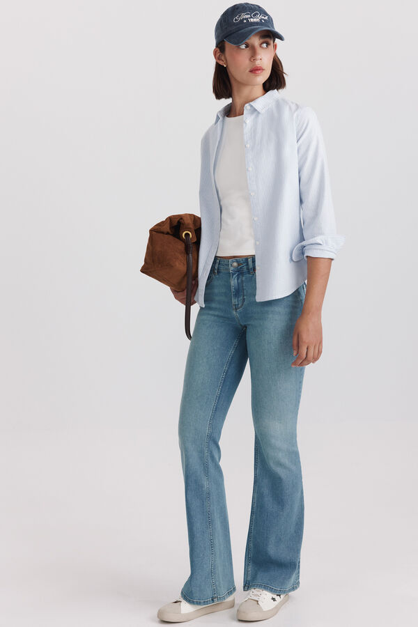Springfield Jeans bootcut flare de cintura baixa azul