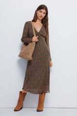 Springfield Vestido midi floral Caqui escuro