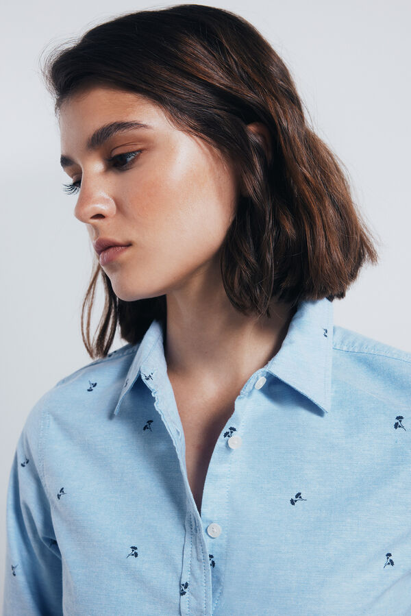 Springfield Camisa de algodão Oxford azul