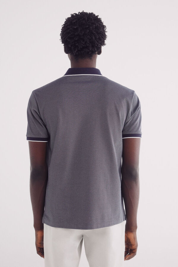 Springfield Oxford polo with contrast neck , regular fit blue