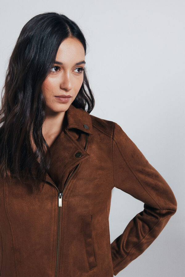 Springfield Suede biker jacket nude
