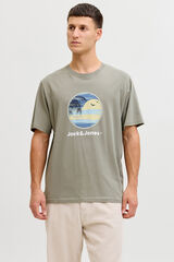 Jack & Jones T-shirt manga curta em algod&atilde;o bege