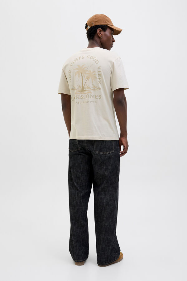 Jack & Jones T-shirt slim com estampado nas costas cinzento