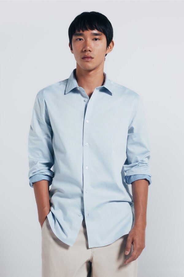 Springfield Easy care structured shirt blue