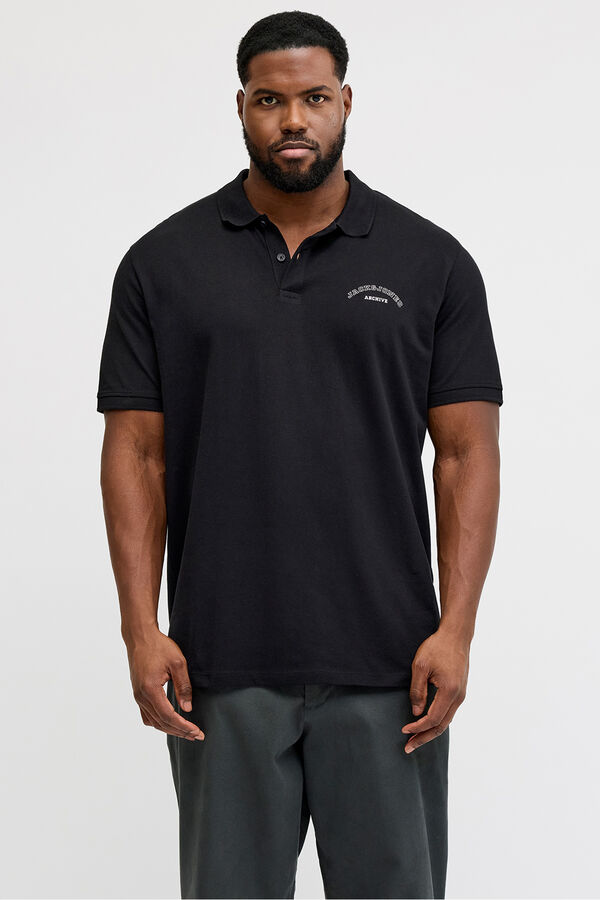 Jack & Jones PLUS Basic short sleeve polo shirt black