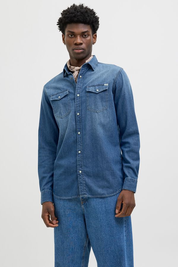 Jack & Jones Camisa de ganga regular azul