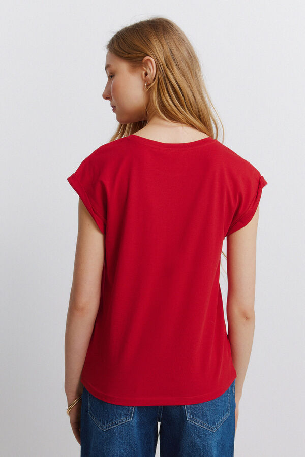 Springfield T-shirt detalhe em crochet no ombro vermelho