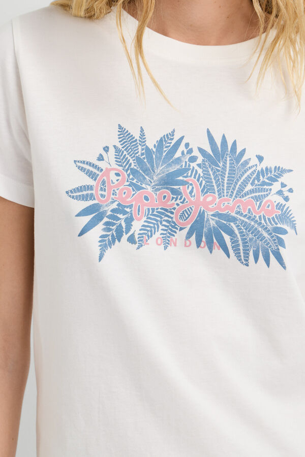 Pepe Jeans T-shirt b&aacute;sica de manga curta bege