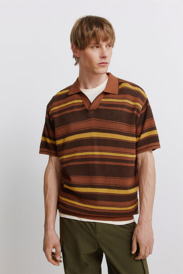 Springfield Polo com riscas estruturadas cru