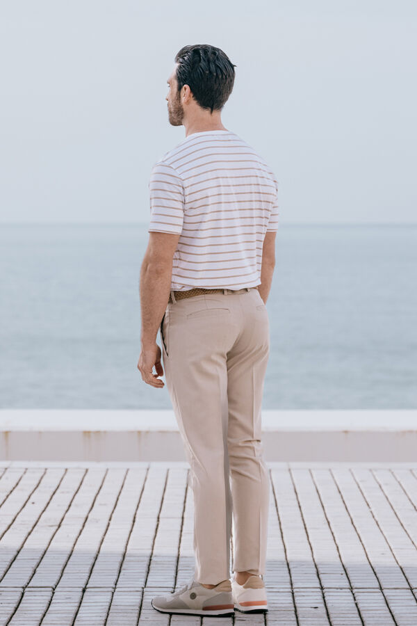 Celopman T-shirt de riscas bege