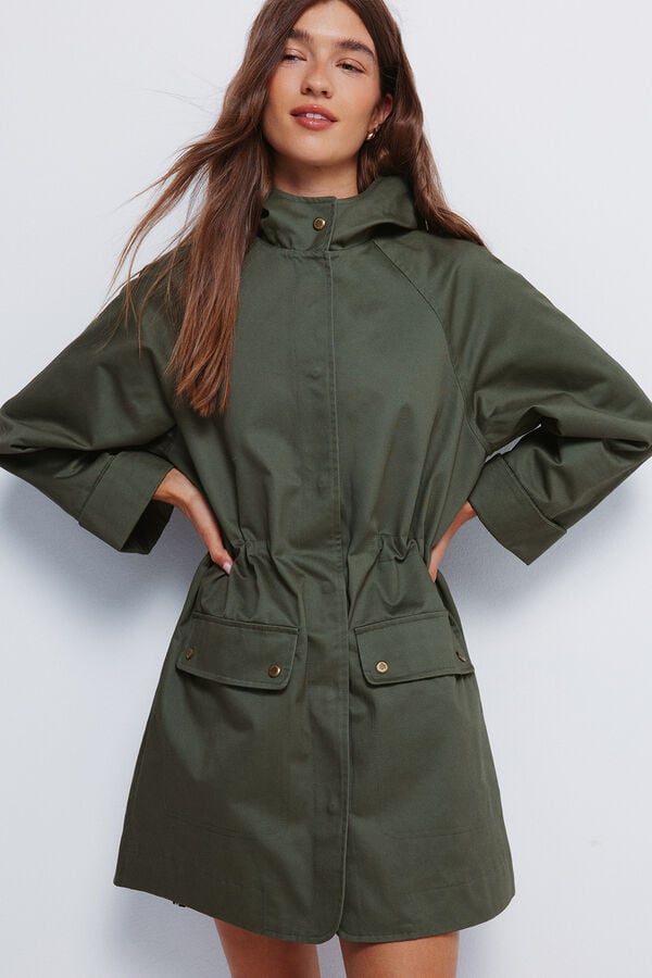 Springfield Parka de algodão com capuz Caqui escuro