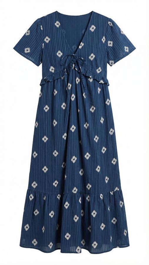 Springfield Vestido midi com folho duplo azul
