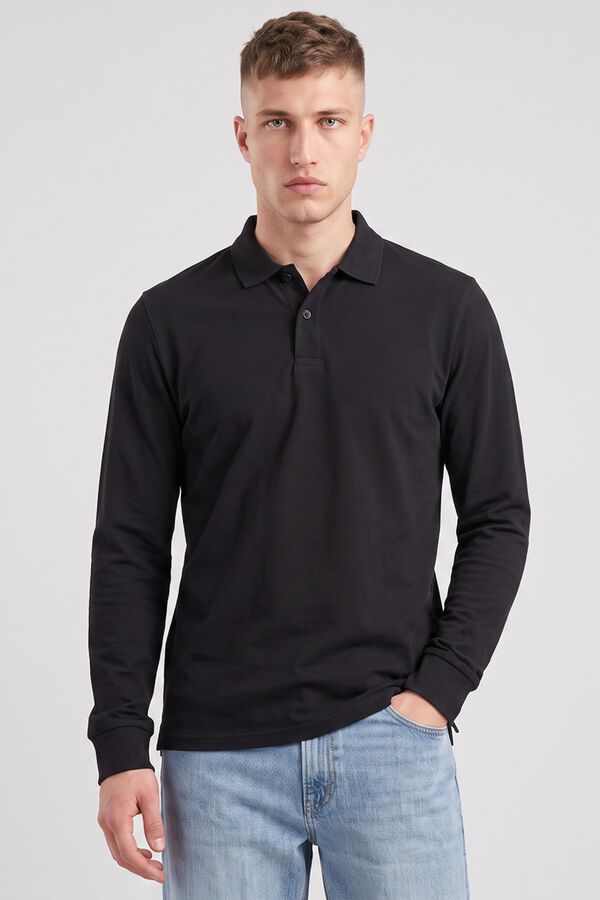 Jack & Jones Polo de manga comprida preto