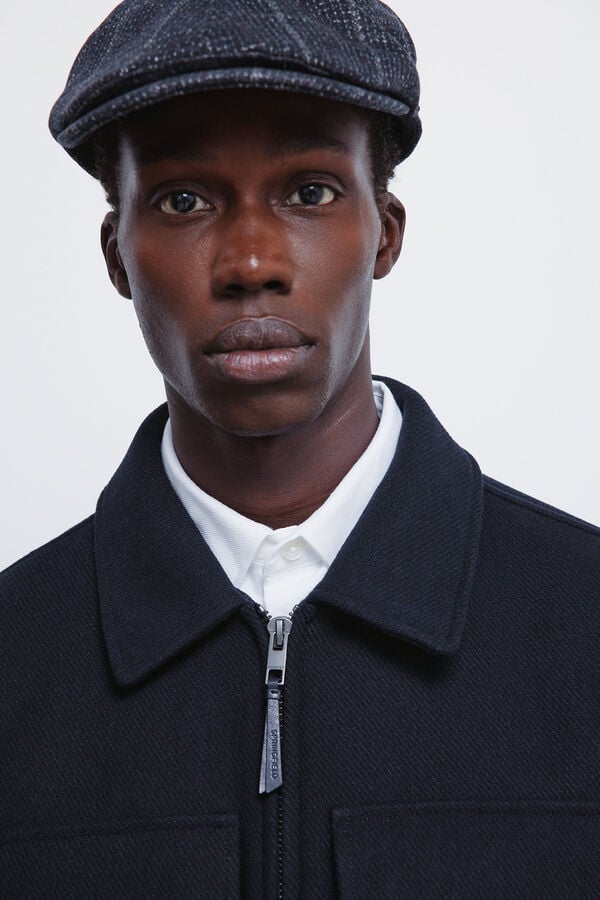 Springfield Blusão camisa de mistura de lã azul