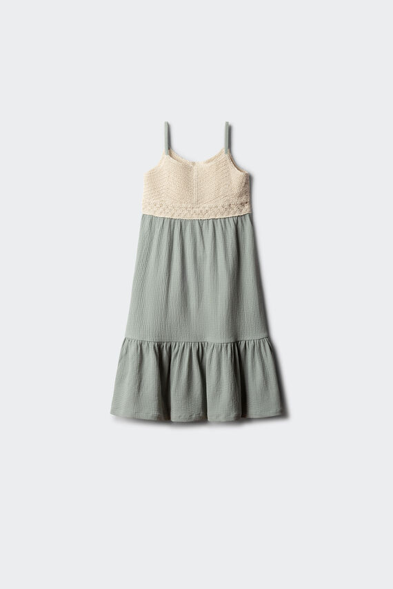 Vestido detalle crochet niña