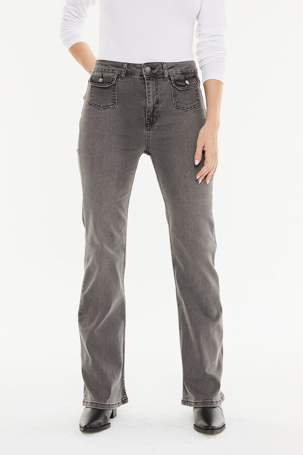 System Action denim jeans com bolsos de remendo preto