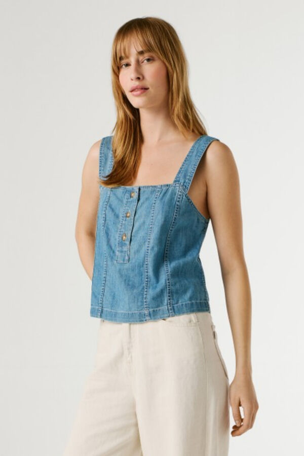 Pepe Jeans Colete leve em denim azul