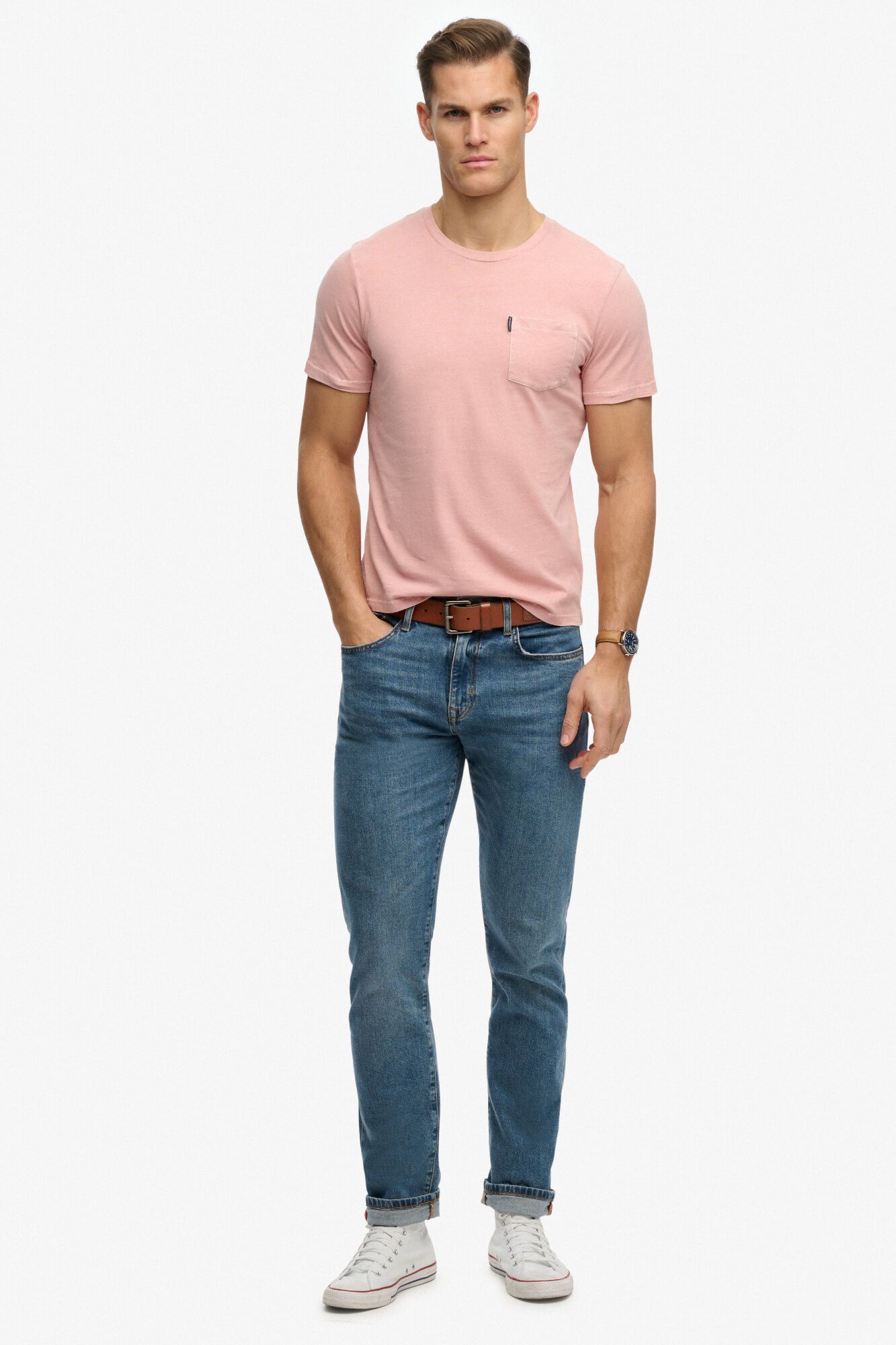 Superdry T-shirt manga curta b&aacute;sica com bolso